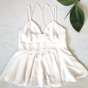 Express White Open Back Peplum White Top